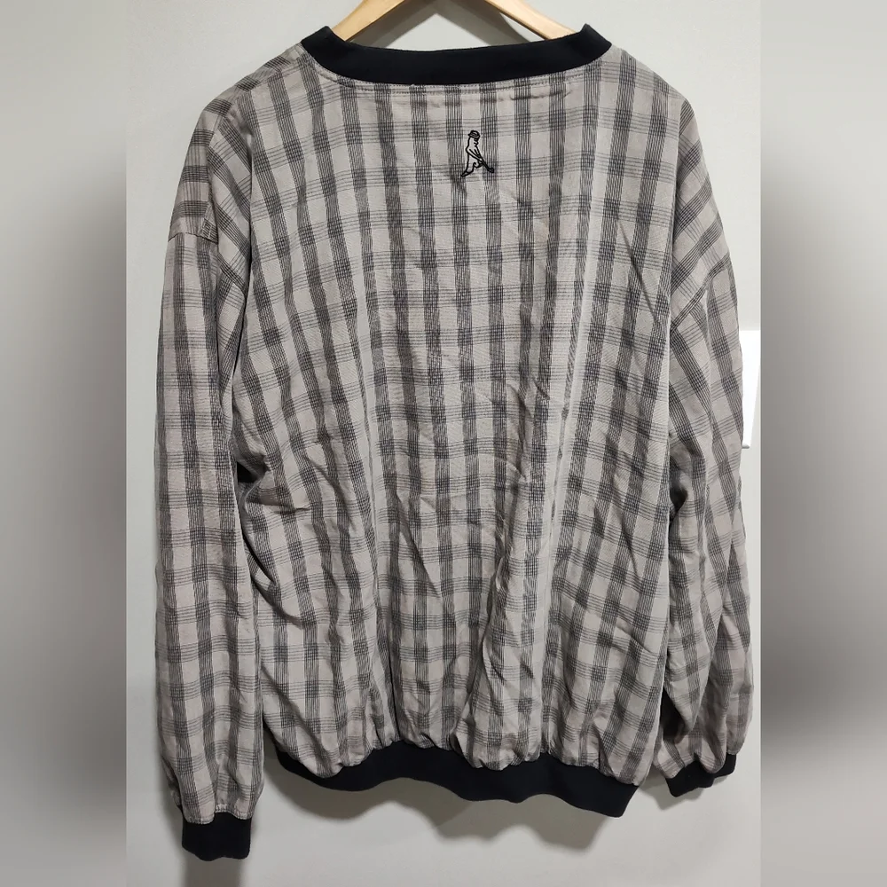 Ping Collection Men's XL Golf Pullover Windshirt Tan Black Squares Polyester